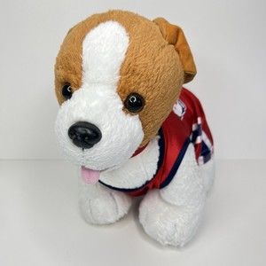 Build A Bear Promise Pets Plush Brown White Dog NBA Red Jersey and Shorts 12"